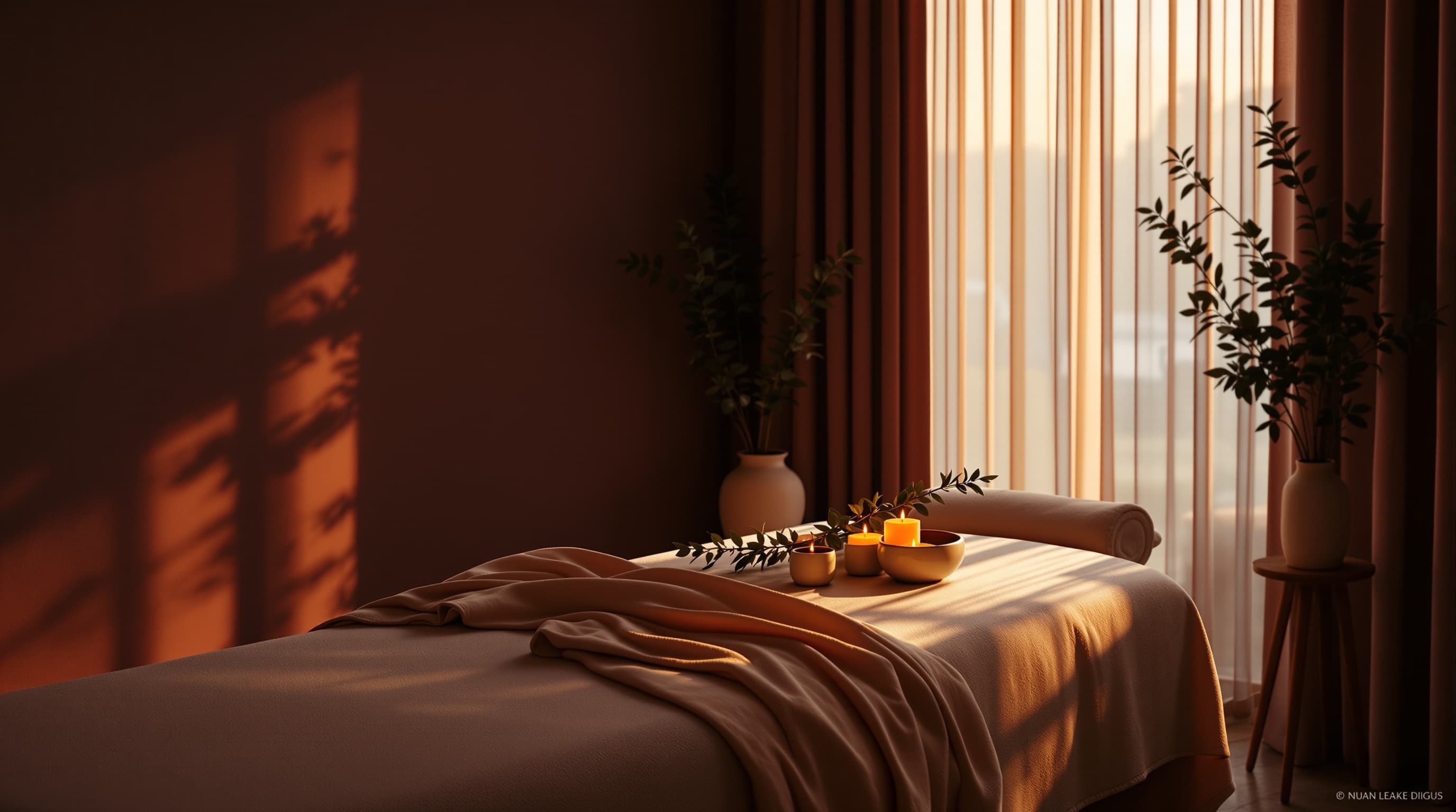 Luxury Florida spa treatment room at golden hour